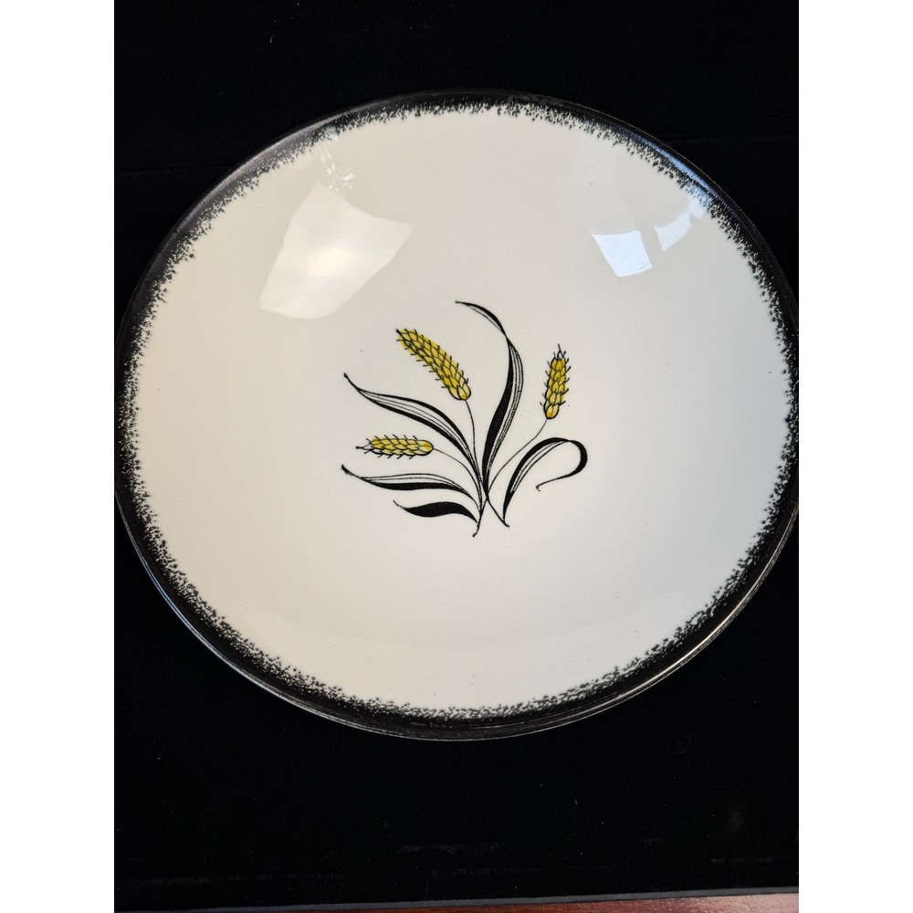 Vintage Mar-crest Royal Wheat‎ Hand Painted Ceramic Serving Bowl 22K 9.25" USA